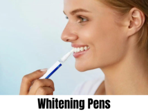 lady with teeth whitening pen